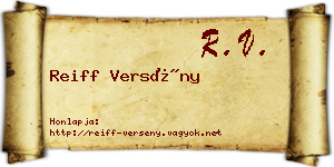 Reiff Versény névjegykártya